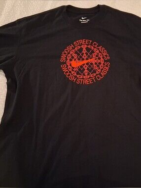 Nike Men’s Black Tee with Red Swoosh Street Classics Graphic